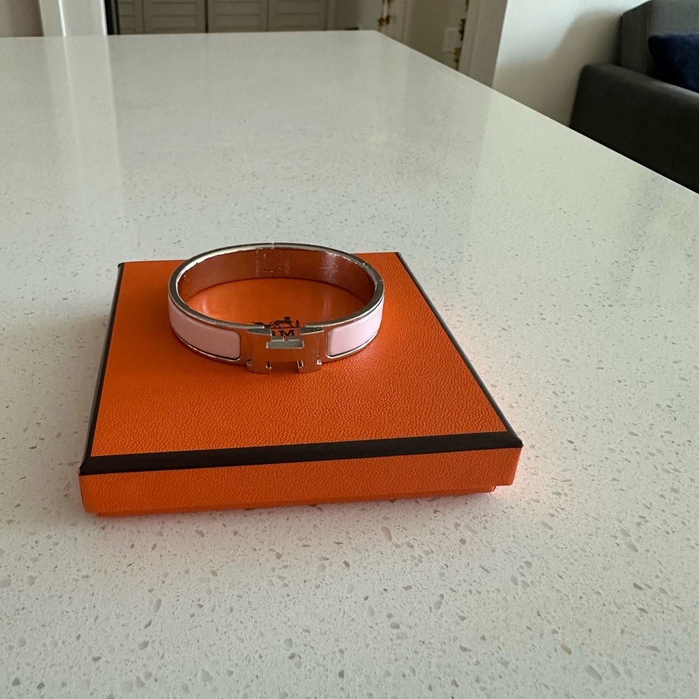 Hermes Clic Clac PM Pink and palladium Bracelet